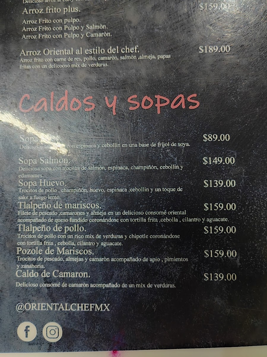 Oriental Chef Menu - Image 2